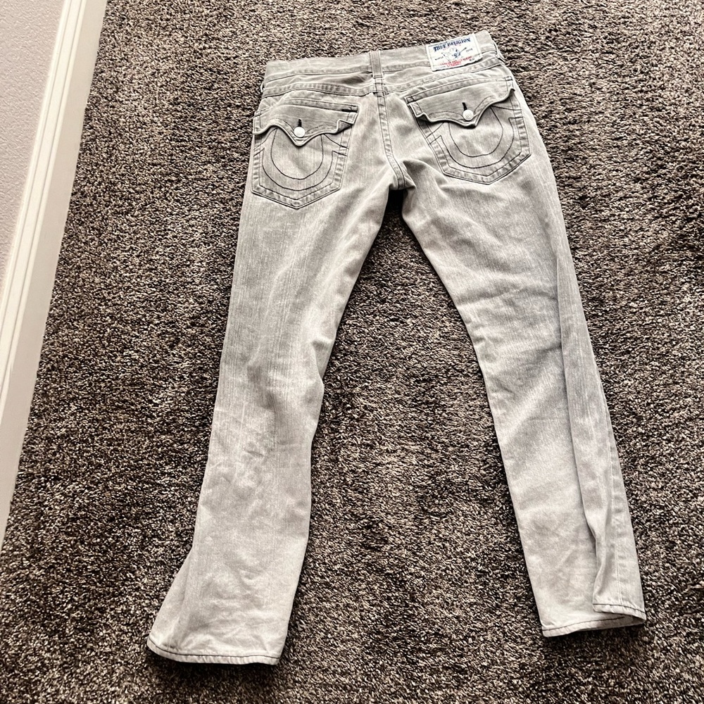 True Religion Gray Straight Leg Jeans
